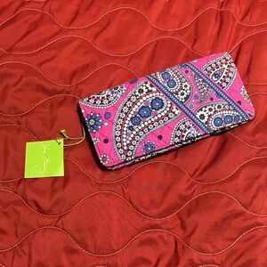 Vera Bradley Pink and Blue Paisley Travel Wallet